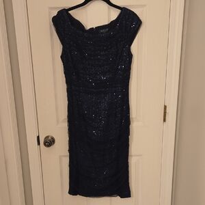 Ralph Lauren Midnight Blue Sequin Midi Dress